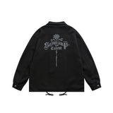 Unisex Jacket Workwear Jacket Lapel Loose Motorcycle Jacket