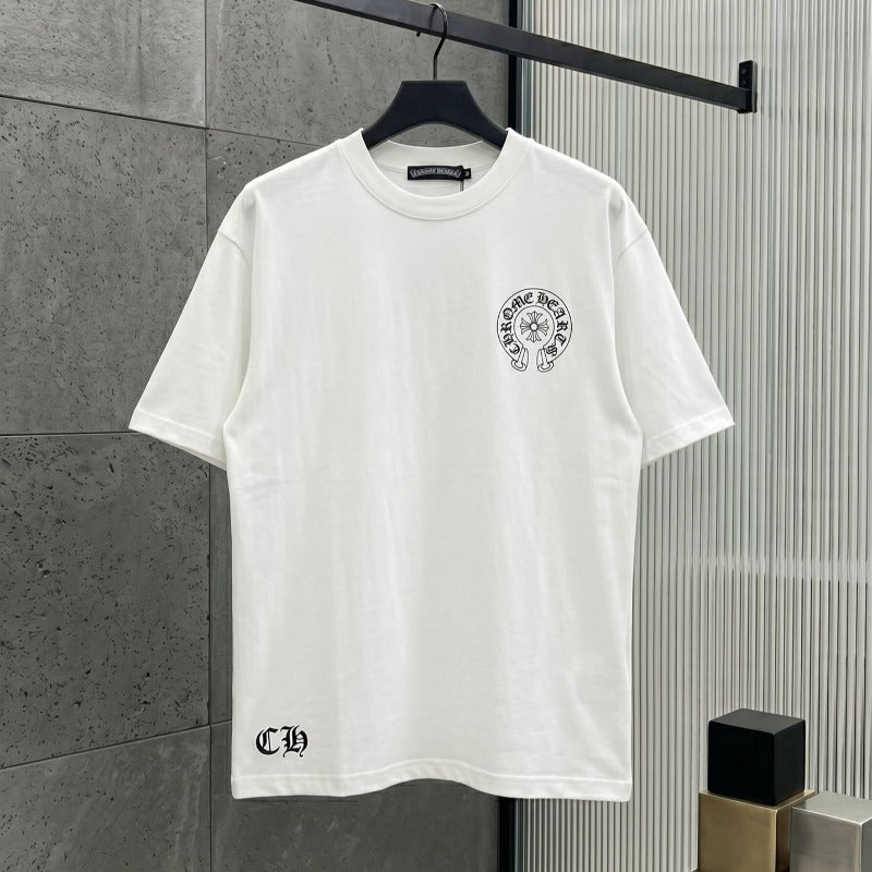 Ch hip-hop t shirts ch short-sleeved destruction horseshoe sanskrit printingloosecasualpure cotton american heavy weight short-sleeved high street