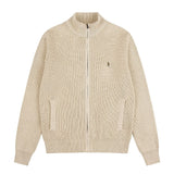 Little marafu rlknittingcouplecardiganhigh collar zipper waffle grids wool topslooseoutwearfall and winter