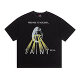 saint m t shirts s.m meteorite letter graphic crew neck short sleeve top