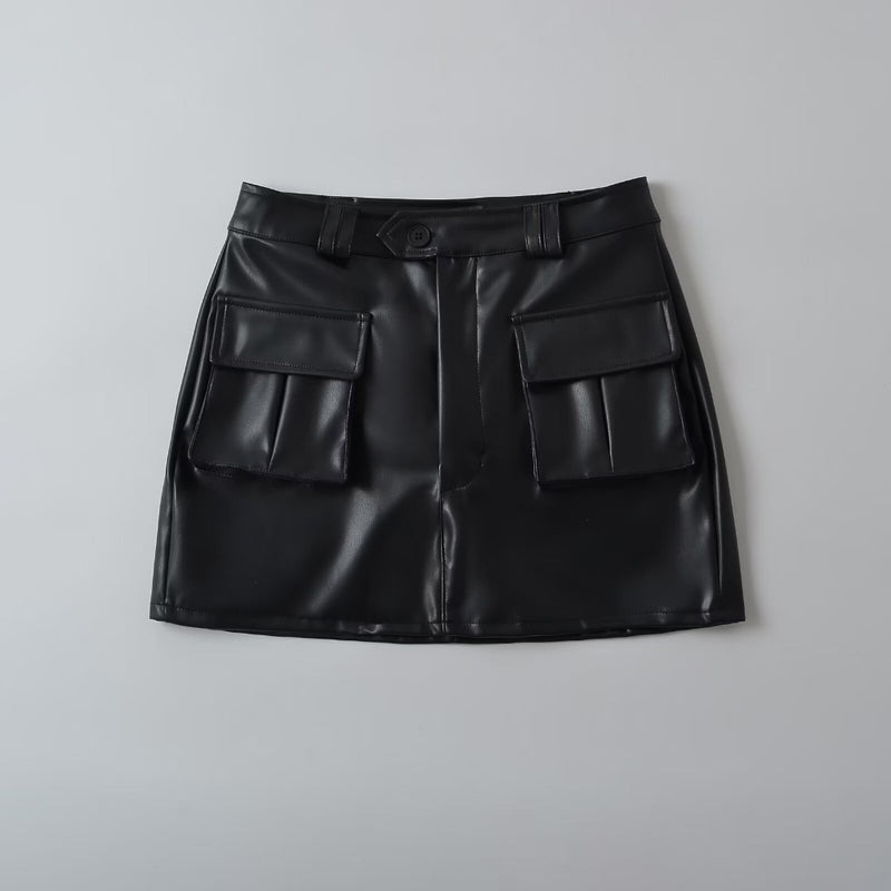 Women Skirt Spring Summer Slim-Fit PU Leather Skirt Sexy Skirt
