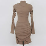 Women Dresses Autumn and Winter Turtleneck Hip Skirt
