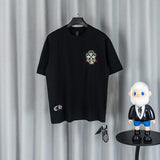Ch hip-hop t shirts ch short-sleeved cross sanskrit embroiderloosecasual american heavy weight short-sleeved high street