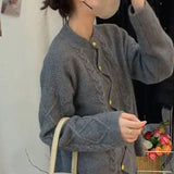 Women Knitwear Spring and Autumn round Neck Sweater Female Loose Knitted Cardigan