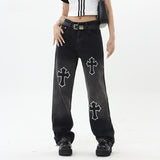 Men Jeans XINGX Graffiti Distressed Straight Jeans