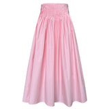 Women Skirt Pleated A- line Skirt Mid-Length Umbrella Skirt