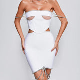 Women's Evening Dress Hollow Chain Dress Hip Skirt Backless Bodysuit