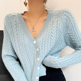 Women Sweater Knitwear Slim Fit Short Cardigan Long Sleeve Sweater