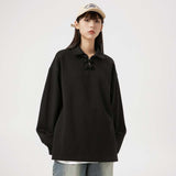 Unisex Hoodie Autumn Polo Collar Buckle Sweater