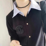 Women Knitted Cardigan Spring Short Loose-Fitting Long Sleeve Sweater Cardigan