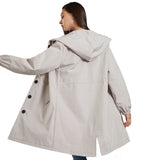 Women Trench Coat Autumn and Winter Waterproof Anorak Women's Casual Long Coat