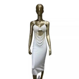 Women Dresses Bandage Dress Sexy Summer Hollow-out Camisole Banquet Party Dress Skirt (Ont0408)