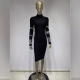 Women Dresses Autumn and Winter Turtleneck Long Sleeve Bandage One-Piece Dress Party Dress (Ont0408)