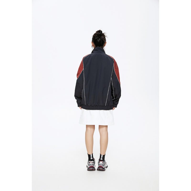 Unisex Jacket Vintage Sports Stand Collar Jacket Loose Spring and Autumn Coat