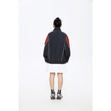 Unisex Jacket Vintage Sports Stand Collar Jacket Loose Spring and Autumn Coat