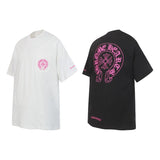 Ch hip-hop t shirts chkrosummer sanskrit crossflap pocket pants horseshoe rose red printing short sleeve t-shirt american style