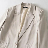 Women Suits Autumn Loose Mid-Length Simple Suit Jacket Cardigan