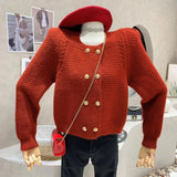 Women Knitwear Spring and Autumn round Neck Sweater Loose Knitted Cardigan