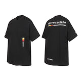 Ch hip-hop t shirts spring and summer ch sanskrit letter tape printing loose couple short-sleeved american casual high street