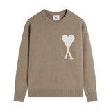 Ami araunrif round neck knitting shirt fall and winter couple long sleeves heart jacquard tops pullover woolen jacket