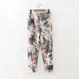 Women Suits Vintage Belt Buckle-Free Suit Floral Jacket Casual Pajamas Trousers Two-Piece Suit