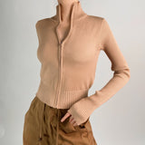 Women Sweater Knitwear Turtleneck Zipper Knitted Cardigan Coat Sweater