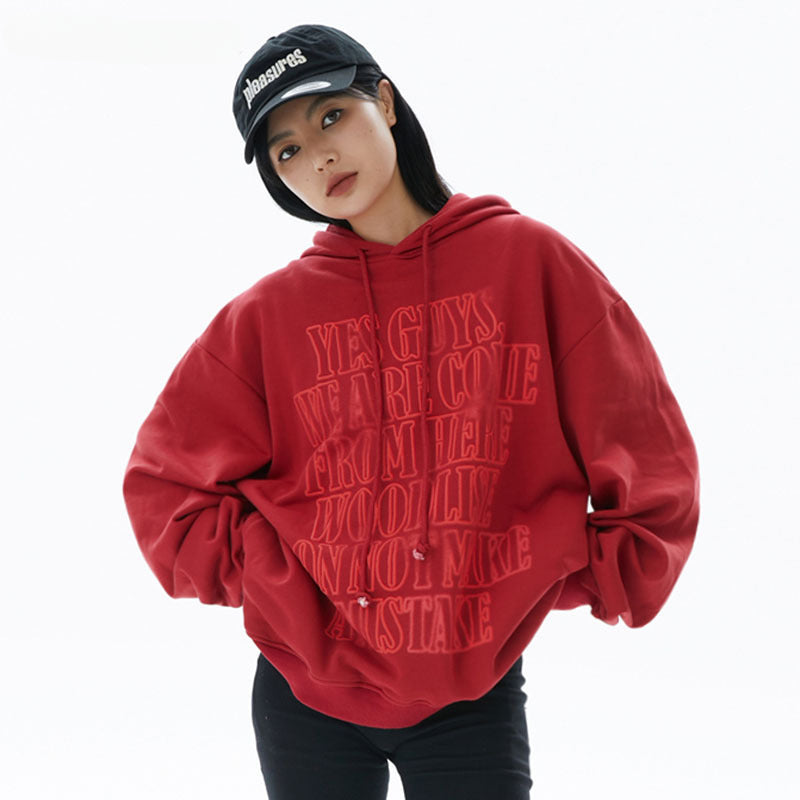 Men Hoodie Vintage Men's Letter Foam Printed Hoodie