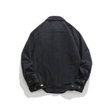Unisex Jacket Retro Overalls Style Jacket Men's Large Loose Pockets Turn-down Collar Coat