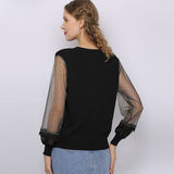 Women Knitwear Spring Knitwear Lace Chiffon Long Sleeve Shirt