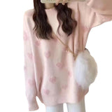 Women Knitted Pullover round Neck Loose Sweater Top