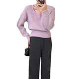 Women Knitwear Autumn and Winter Square Collar Sweater Sweater