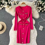 Women Maxi Dress Autumn and Winter Knitting Sheath Dress