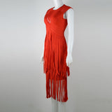 Women's Evening Dress Backless Tassel Dress Sleeveless Bandage Dress