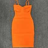 Women Evening Dress Bandage Dress Spaghetti Straps Chest Wrap Hollow out Evening Gown