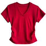 Women's T-shirt Short-Sleeved T-shirt Women's Summer V-neck Short Slim Top