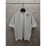 Ch hip-hop t shirts ch classic stripes patch embroidery couple short-sleeved loosecasualretropure cotton american heavy weight short-sleeved