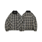Unisex Jacket Vintage Plaid Coat Men's and Women's Loose Cargo Jacket