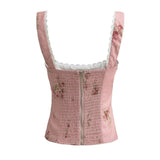 Women Tops Summer Printed Vest Backless Short Top