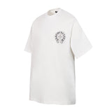 Ch hip-hop t shirts ssch round neck horseshoe splash ink sanskrit letter printing short-sleeved t-shirt high street