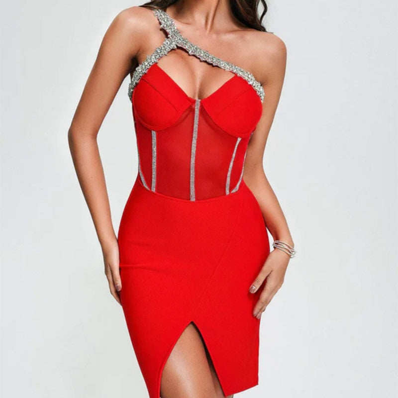 Women Evening Dress Bandage Sexy Dress V-neck Gauzy Gown