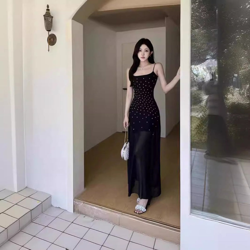 Women Dresses Hot Drilling Sling Dress Spring and Summer Sheath Dress