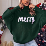 Women Knitted Sweater Christmas Turtleneck Sweater Loose Chic Sweater Top