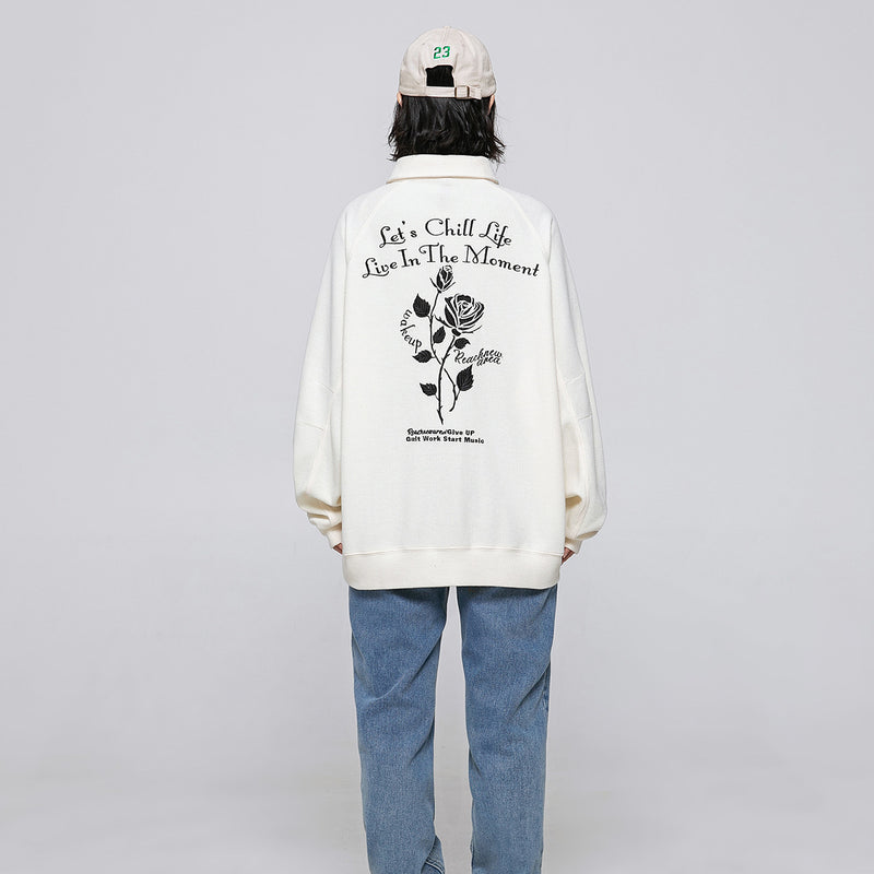 Unisex Hoodie Autumn Loose Embroidered Striped Sweater