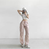 Women Sweatpants Retro Straight Cargo Pants Loose Casual Pants