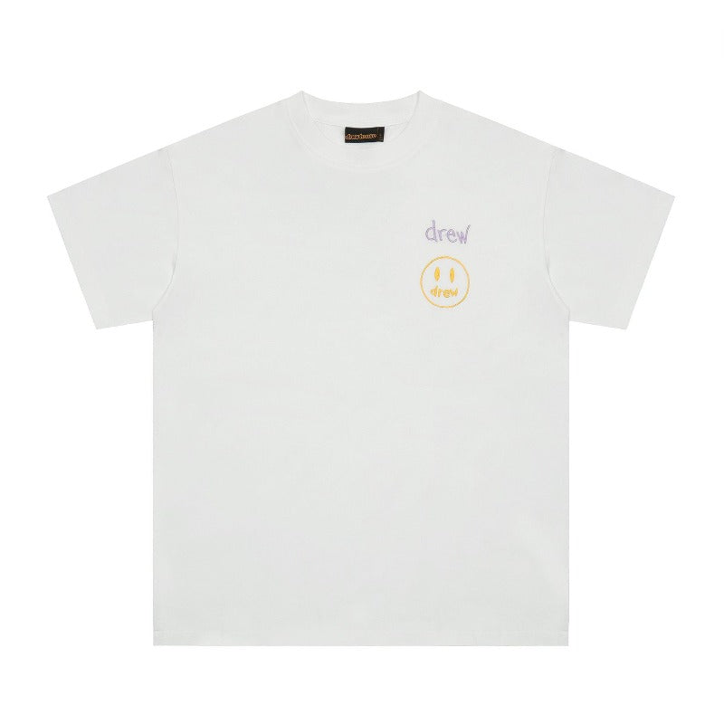 Drew house tshirt r d@ew smiley face embroidered letter crew neck short sleeve