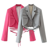 Women Suits Spring and Autumn Suit Sexy Long Sleeve Slim Fit Midriff-Baring Bandage Small Top