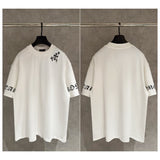 Ch hip-hop t shirts ch short-sleeved sanskrit letter printing cross embroidery loosecasualpure cotton american heavy weight