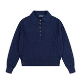 Rl ralph pony wool sweatersweatertopsknittingfall and winterpolo collarcasualpullover macaron couple