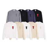 Ami love pullover sweatshirt fall and wintercouplelong sleeves new year loose raglan sleeves round neck casual