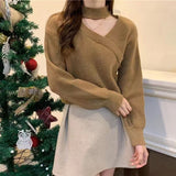 Women Knitwear Autumn and Winter V-neck Knitwear Slim Fit Sweater